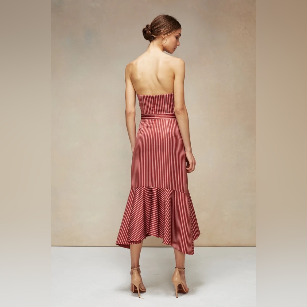 AMUR strapless midi red and gold Eva dress - Picture 3 of 4